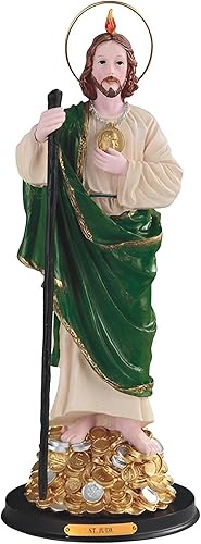 ICE ARMOR Estatua de San Judas de 12 pulgadas de alto, estatua sagrada, decoración religiosa, escritorio de oficina, hogar, sala de estar,