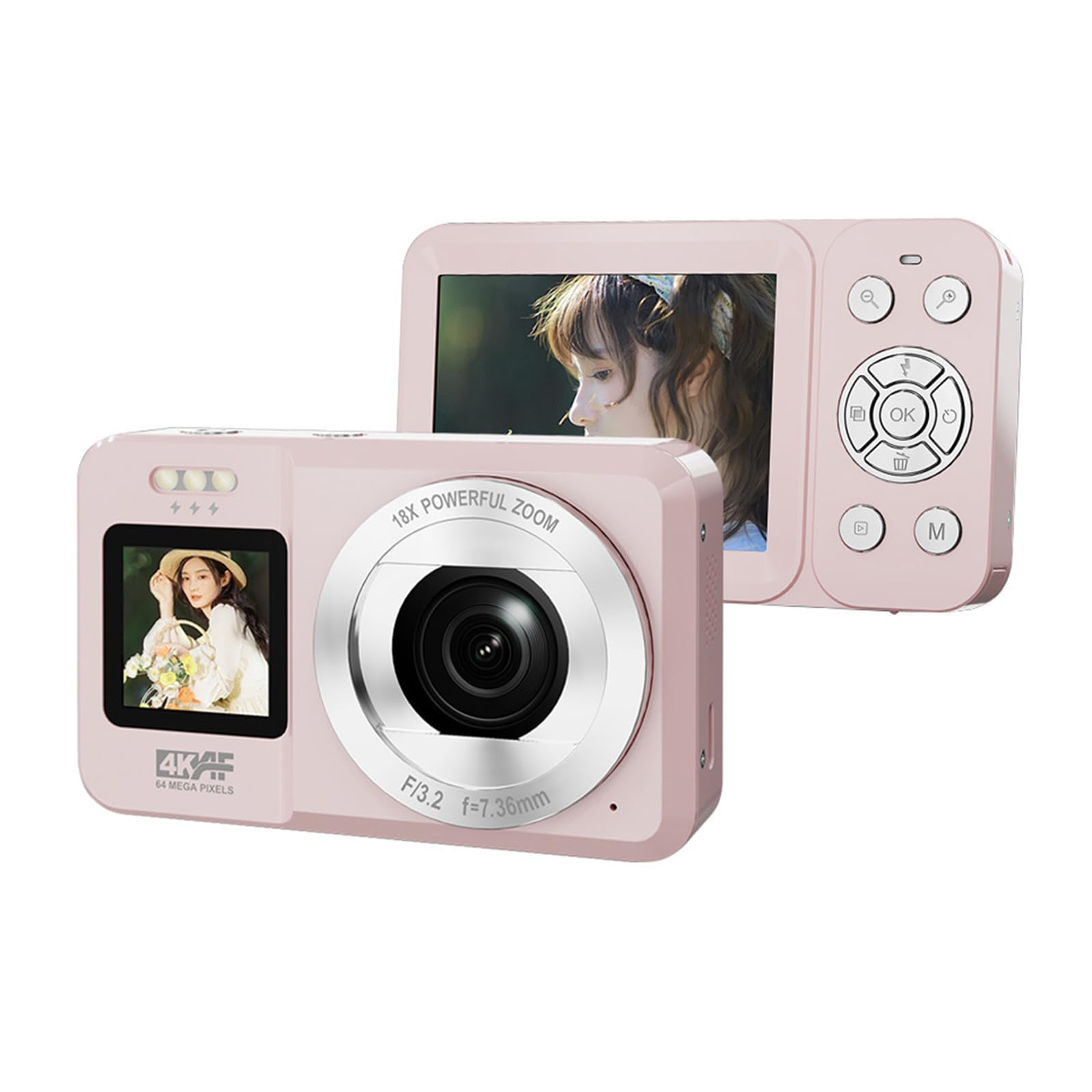 64MP 4K Fotocamera Digitale 18X Ottica Zoom Viaggio Doppio Display Selfie Per Principianti ABS Per Adolescenti