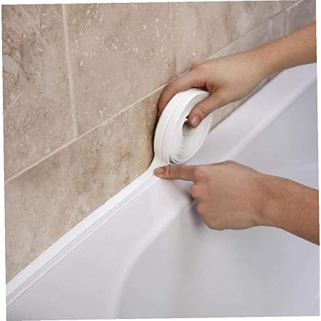 3 2mx38mm Bathroom Shower Sink Bath Sealing Strip Tape White Pvc Self Adhesive Waterproof Wall Sticker For Bathroom Kitchen Amazon Co Uk Diy Tools