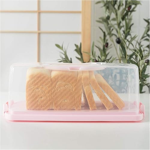 Miniatura 7 de Panera rectangular de plástico con mango portátil, caja de almacenamiento para pasteles de pan para almacenar pan de plátano, pan de calabaza