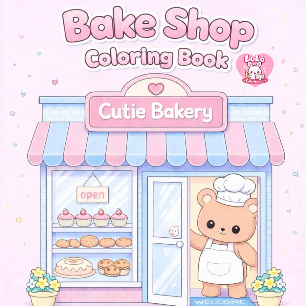 Bake Shop Coloring Book: A simple and adorable bakery coloring book for all ages