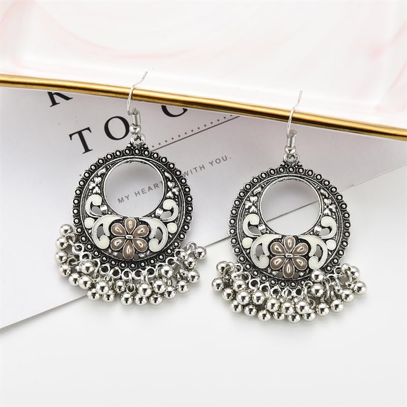 Vintage Boho Statement Drop Dangle Earrings for Women Bohemian Ethnic Handmade Beaded Charms Earring Bohemian Retro Chandelier Tassel Earrings Mexico Gypsy Jewelry Gift - Image 7