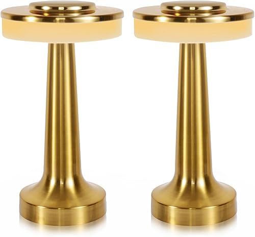SUNLIGTGO Lámparas de mesa inalámbricas recargables luz de mesa de comedor con 2 niveles de brillo lámpara de escritorio minimalista portátil para