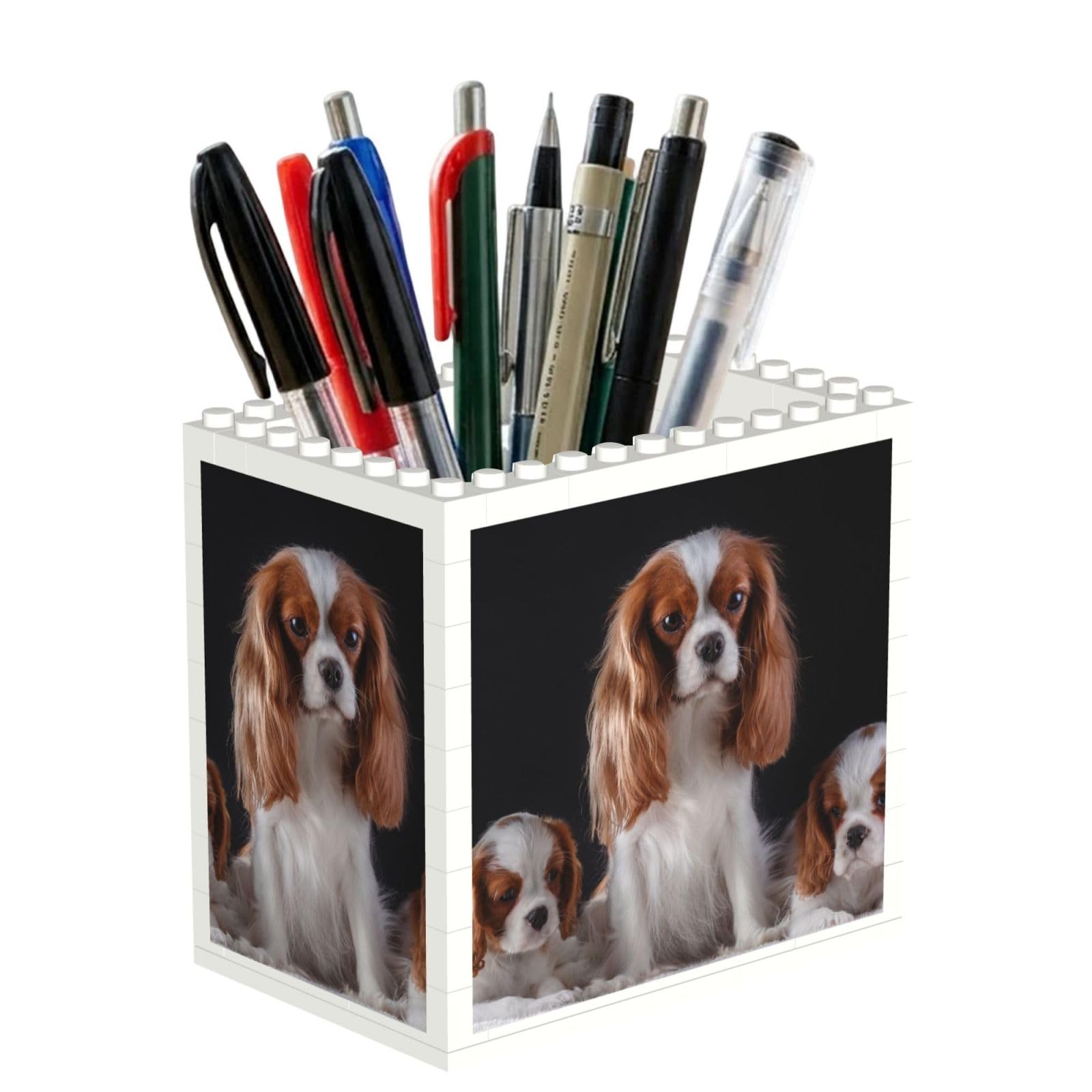 Poadnly Cavalier King Charles Spaniel Mother With Cubs, Pen Pot Pencil Holder for Office Home School, Compact Desk Organiser for Office Stationery