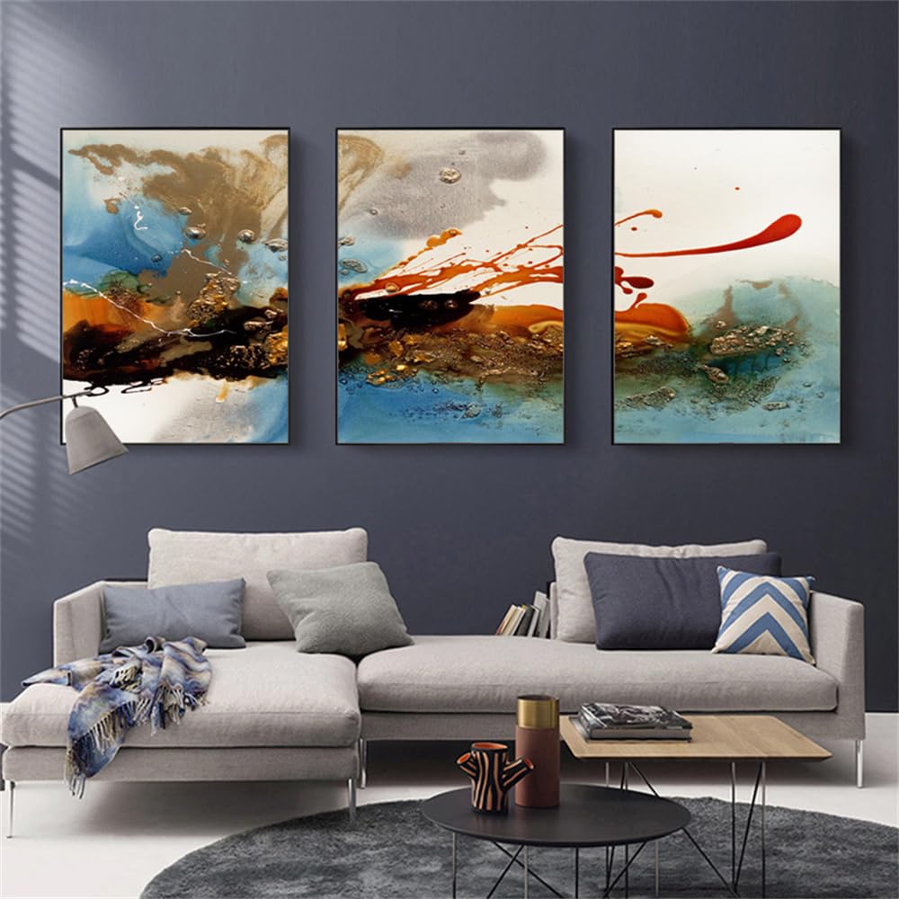 Cuadro abstracto colorido para cubrir paredes vacías set 3 lienzos nórdicos 50x75cm 8