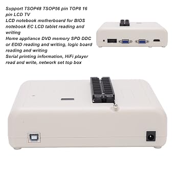 Universal Chip Programmer Kit, Powerful Pin Driver 48 Pin IC Programmer Automatic Identification USB 2 0 RT809 Unlimited Capacity for LCD