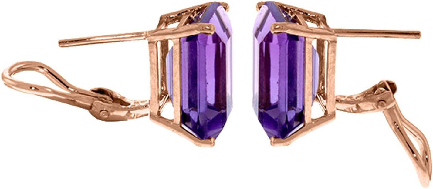 Galaxy Gold GG 14k Rose Gold 13ct Genuine Amethyst French Clip Earrings - Image 2