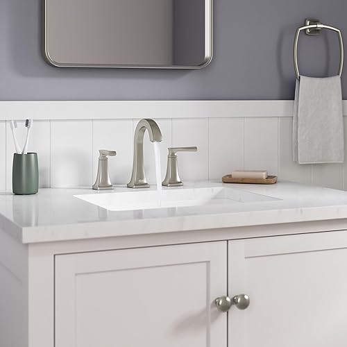 Miniatura 2 de American Standard 7426801.295, Belmeade - Grifo de baño de dos manijas de 8 pulgadas, níquel cepillado