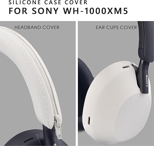 Miniatura 4 de Funda de silicona para Sony WH-1000XM5, Sony xm5 Auriculares inalámbricos Funda protectora, color plateado