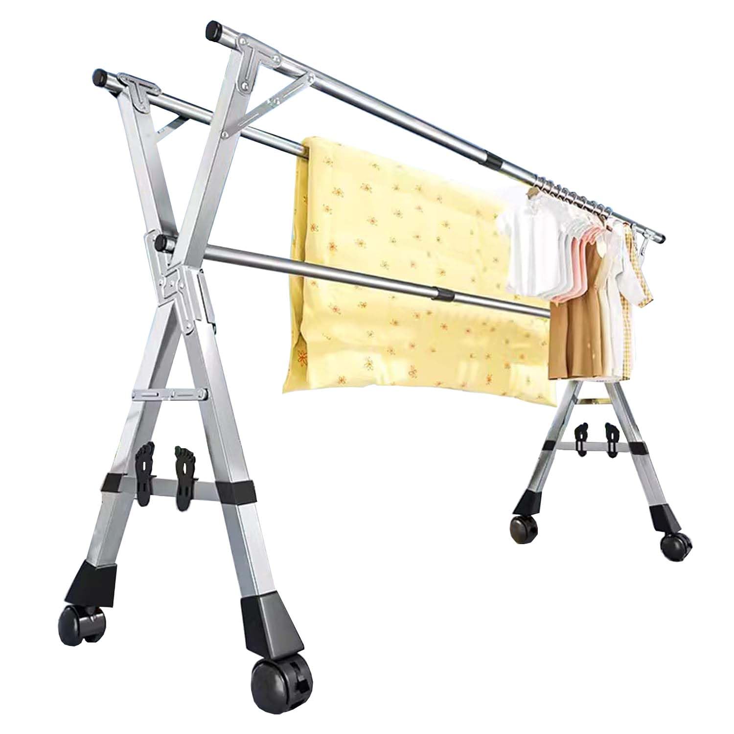 Étendoir à linge pliable en acier inoxydable robuste 200 cm de qualité premium