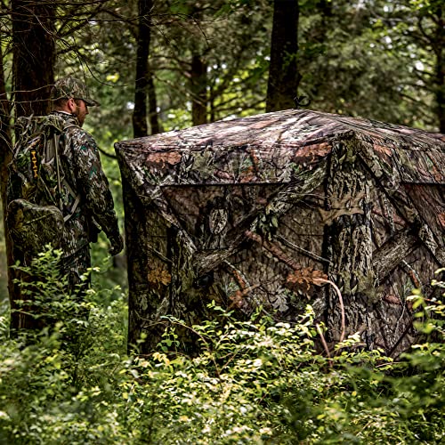 Ameristep Brickhouse 3-Person Easy Set-Up Low-Noise Hunting Camouflage Ground Blind, Mossy Oak Break Up Country - Canada Compliant