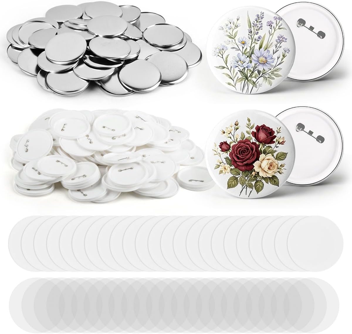 OTYMIOW 100 Sets 2.28Inch Button Maker Supplies for Button Maker Machine
