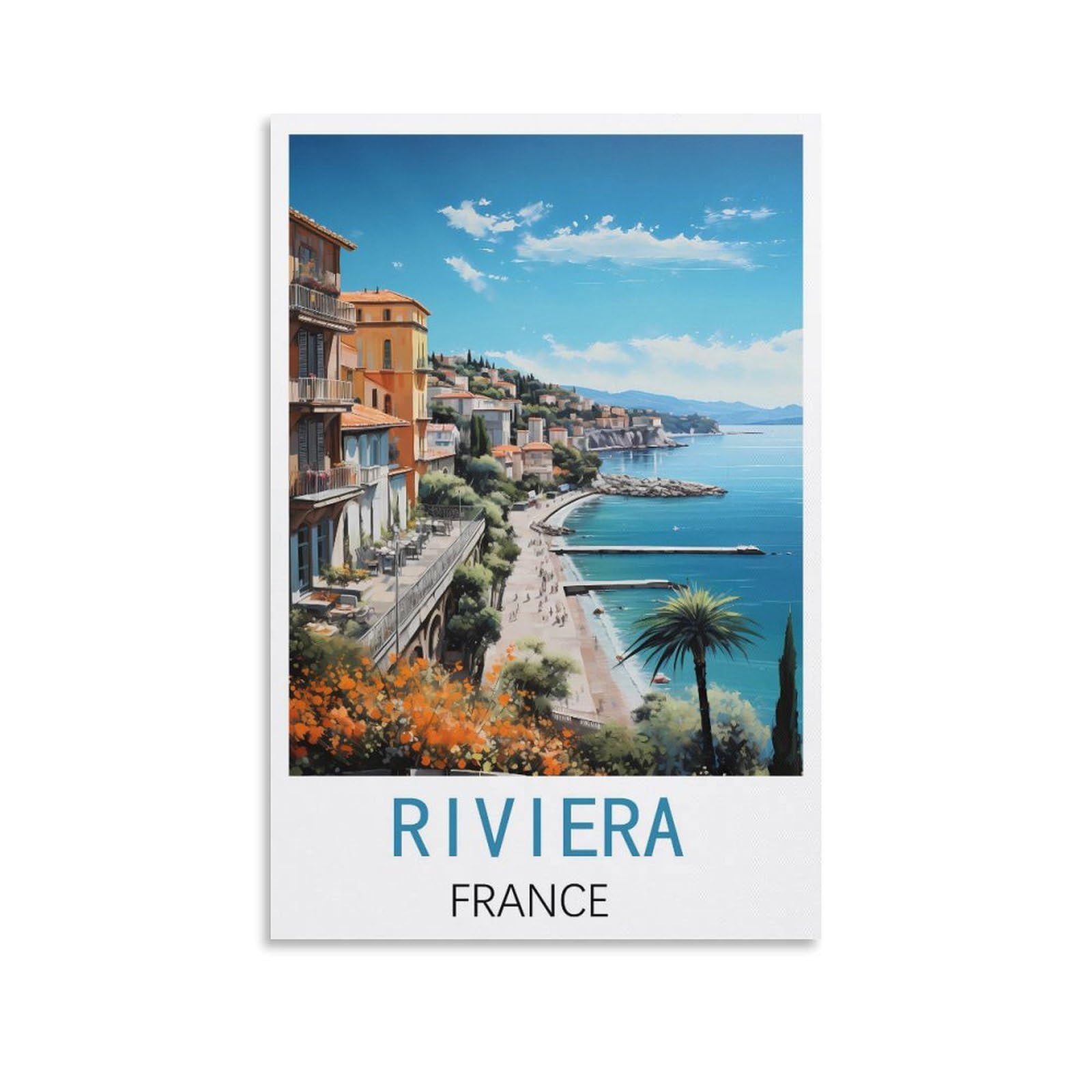 Retro Vintage Wall tin Plaque,Riviera France,Vintage Tin Sign Metal Retro Art Wall Poster for Home Club Garden Decor 30x30cm