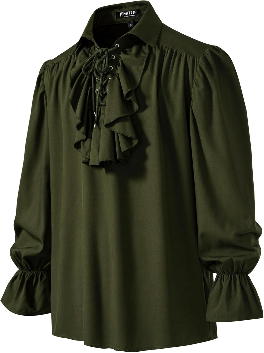 JEMITOP Mens Pirate Vampire Ruffle Shirt Elastic Cuff Poet Victorian Steampunk Renaissance Medieval Cosplay Costume - Image 4