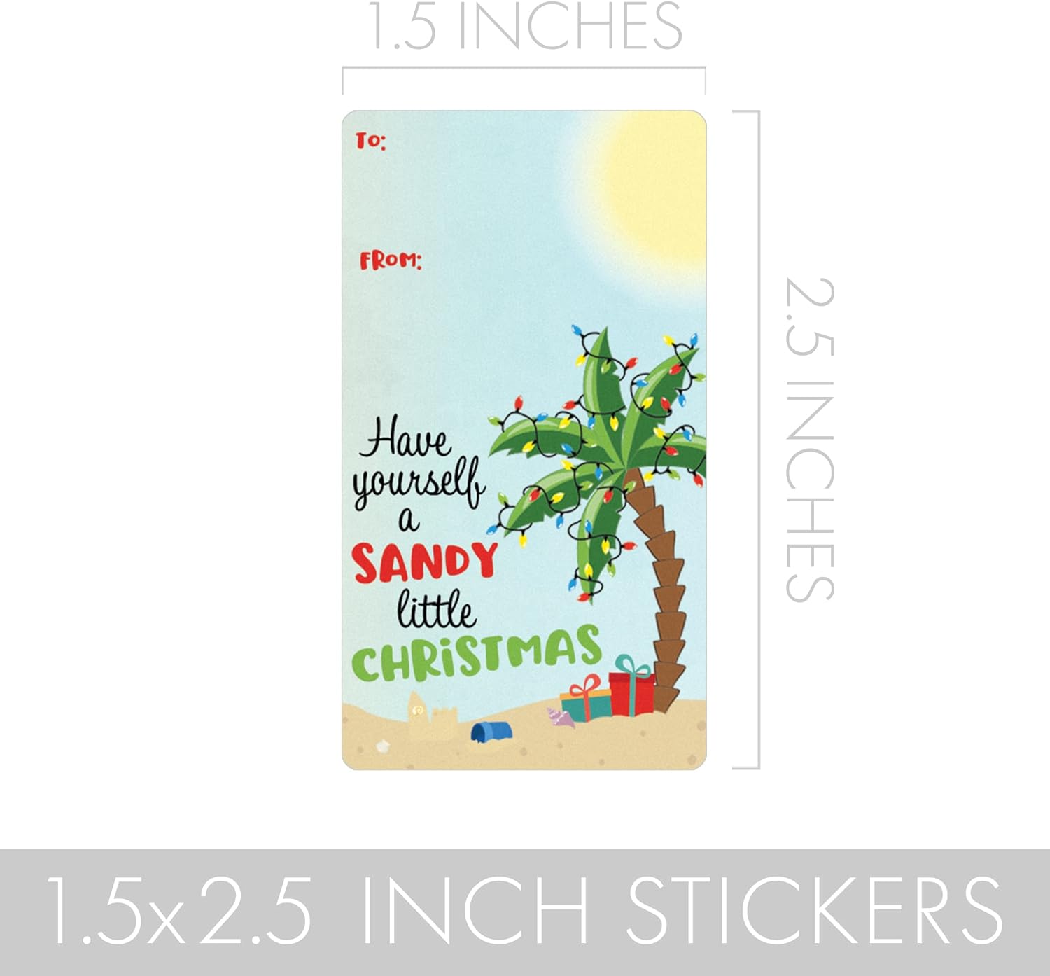 Tropical Christmas Gift Tag Stickers – 75 Labels - Holiday Palm Tree Peel and Stick Gift Wrap Tags – Warmest Wishes and Happy Holidays Self Adhesive Wrapping Paper Stickers : Health & Household