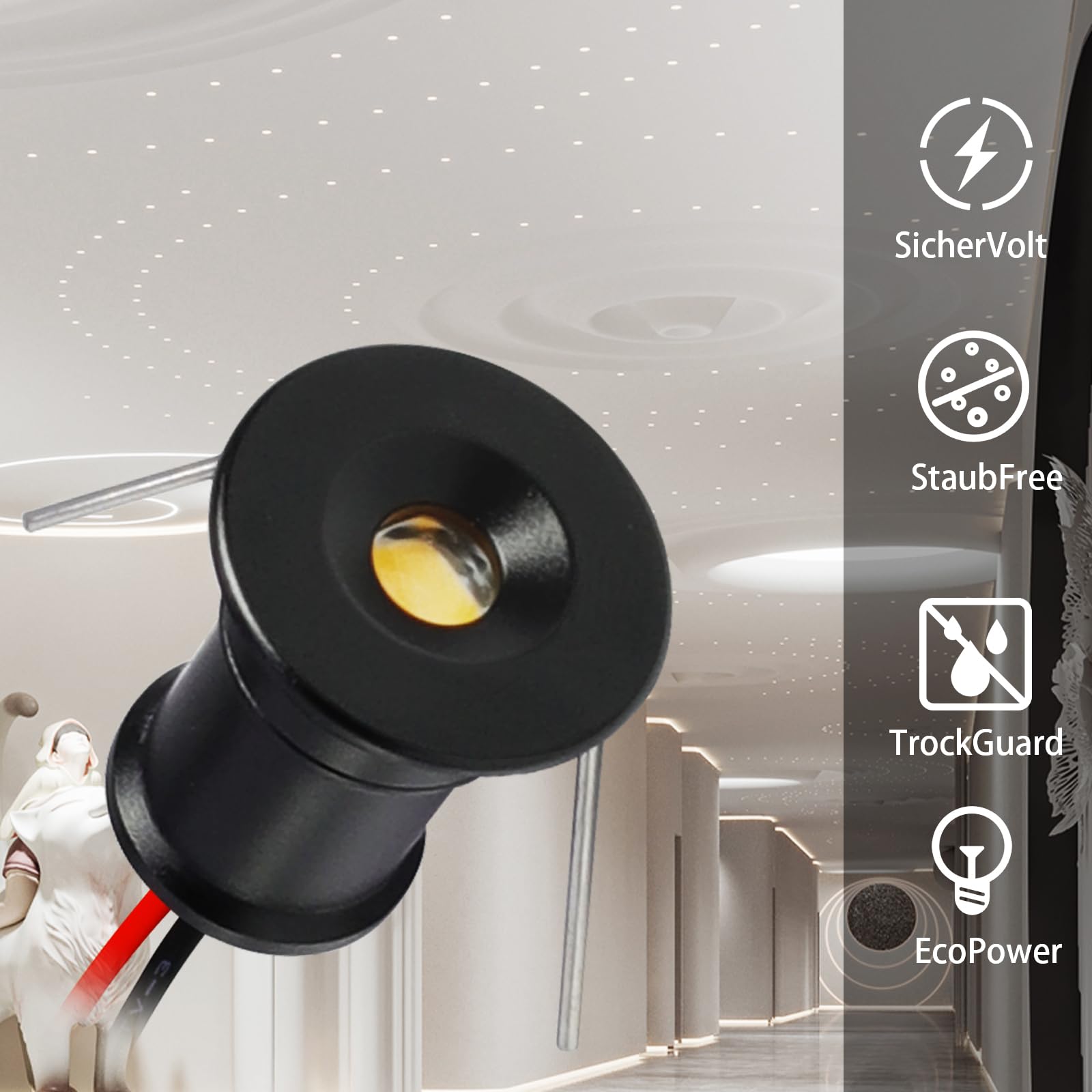 kpslucerna 9pcs 12V 1W Mini LED Downlight, IP65 Water Resistant Small Recessed Spotlight - Image 2