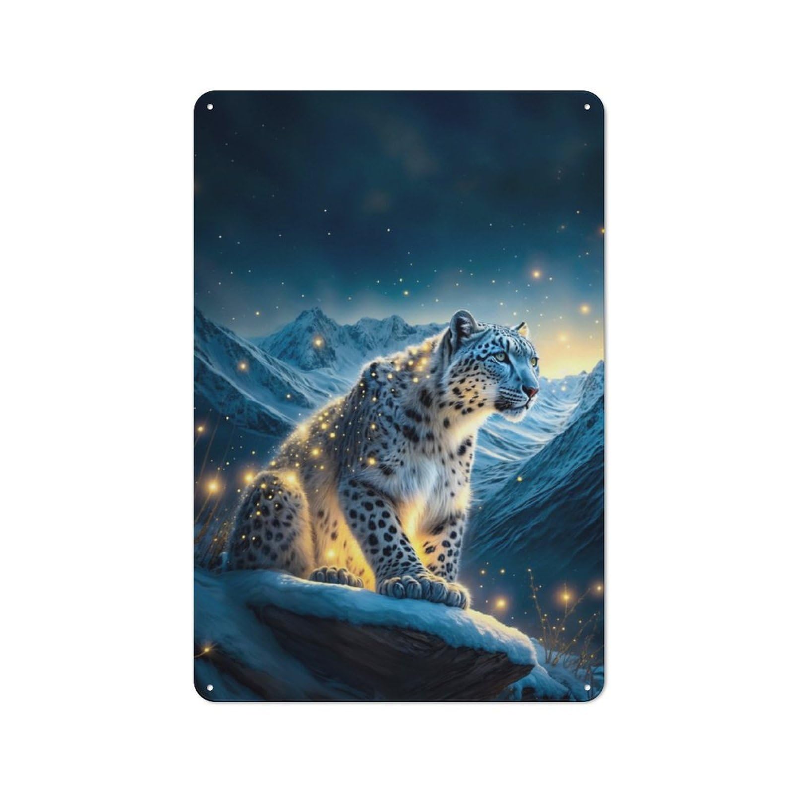 Junmoney A Snow Leopard For Living Room Or Hallway, Rustic Metal Sign 30X20cm, For Home Interiors, Feature Walls And Decorative Displays