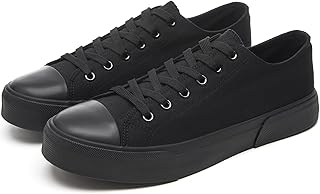 yageyan Men Canvas Low top Shoes Classic Casual Sneakers Black and White Fashion Shoes