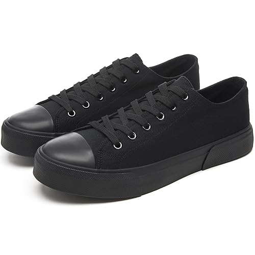 yageyan Men Canvas Low top Shoes Classic Casual Sneakers Black