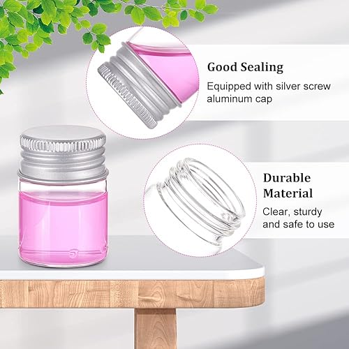 Miniatura 4 de BENECREAT Paquete de 20 botellas de vidrio pequeñas de 0.5 fl oz0.5 onzas, frascos de muestra de botellas de vidrio con tapas de aluminio con tapa