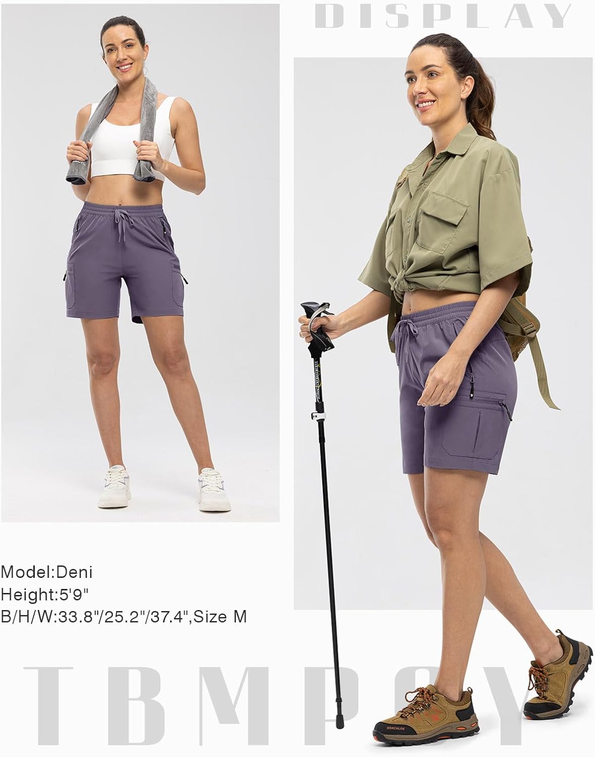 TBMPOY Women's Hiking Cargo Shorts Lightweight Quick Dry Athletic Summer Shorts Golf Travel Camping with Zipper Pockets - Image 6