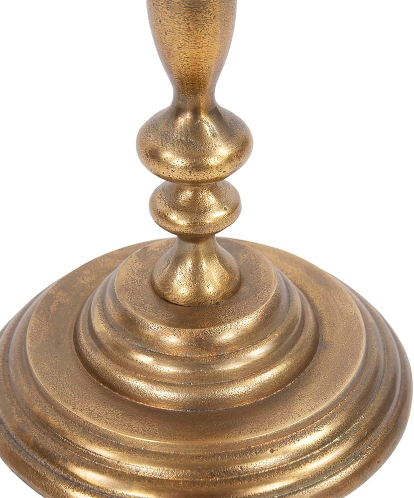 Howard Elliott Collection Round Martini Candlestick Side Drinks Table for Cocktails, Home and Party Decor Pedestal Side Table for Small Spaces and Living Room, Antique Brass, 11 x 11 x 20 Inch