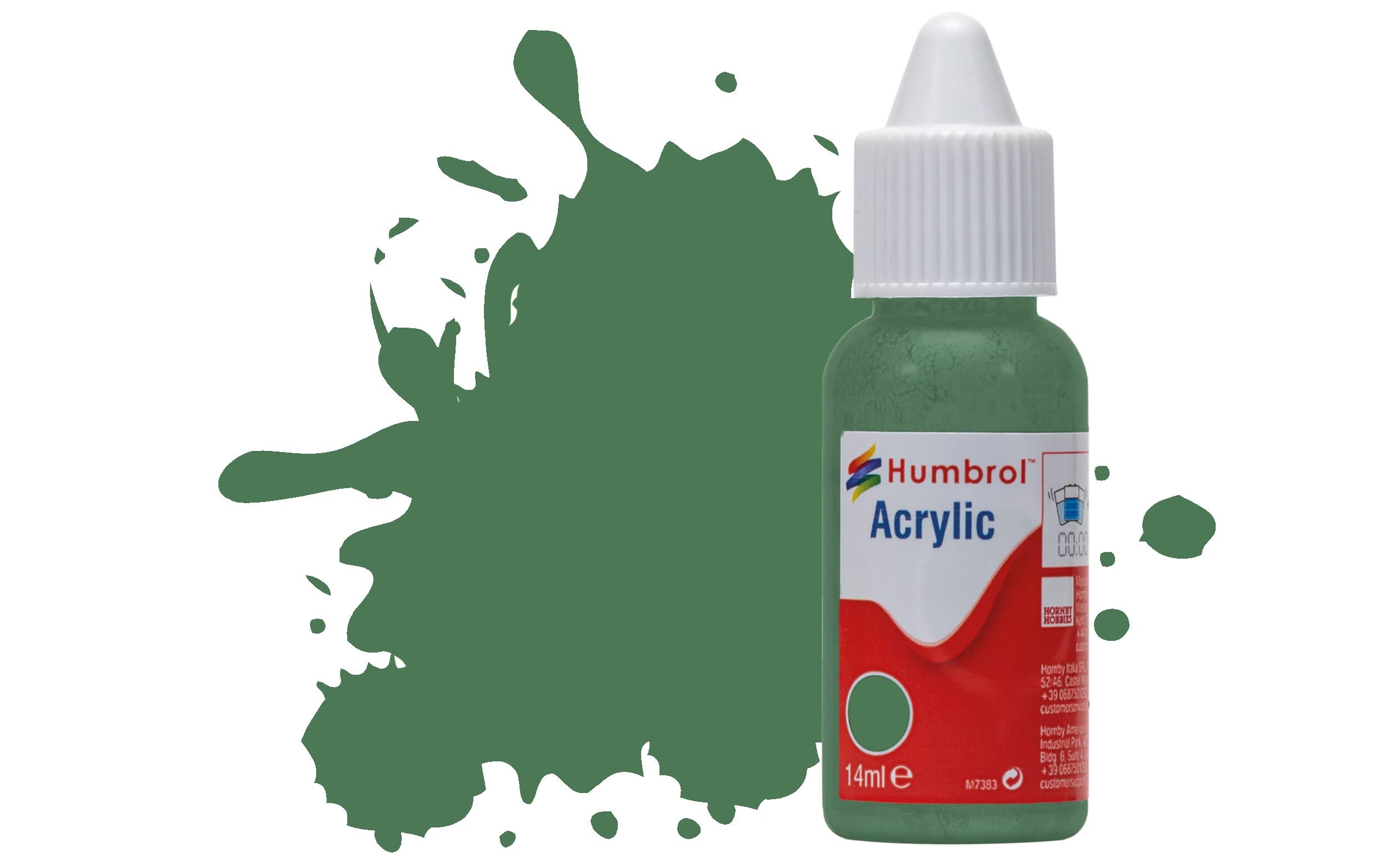 Humbrol Verde Pintura Acrílica 101 Medio Mate Frasco Cuentagotas, 14 Ml