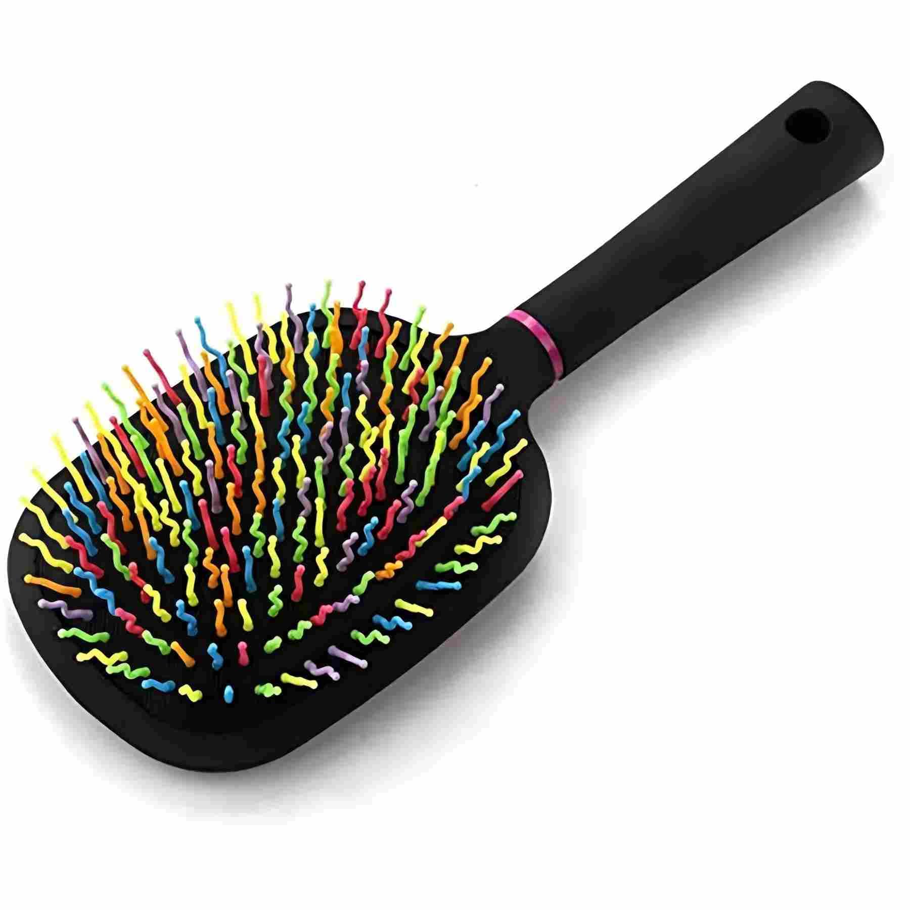 AISHIKEKE 1000RB Rainbow Paddle Mane and Tail Brush Detangler Plastic Forky Comb for Horses