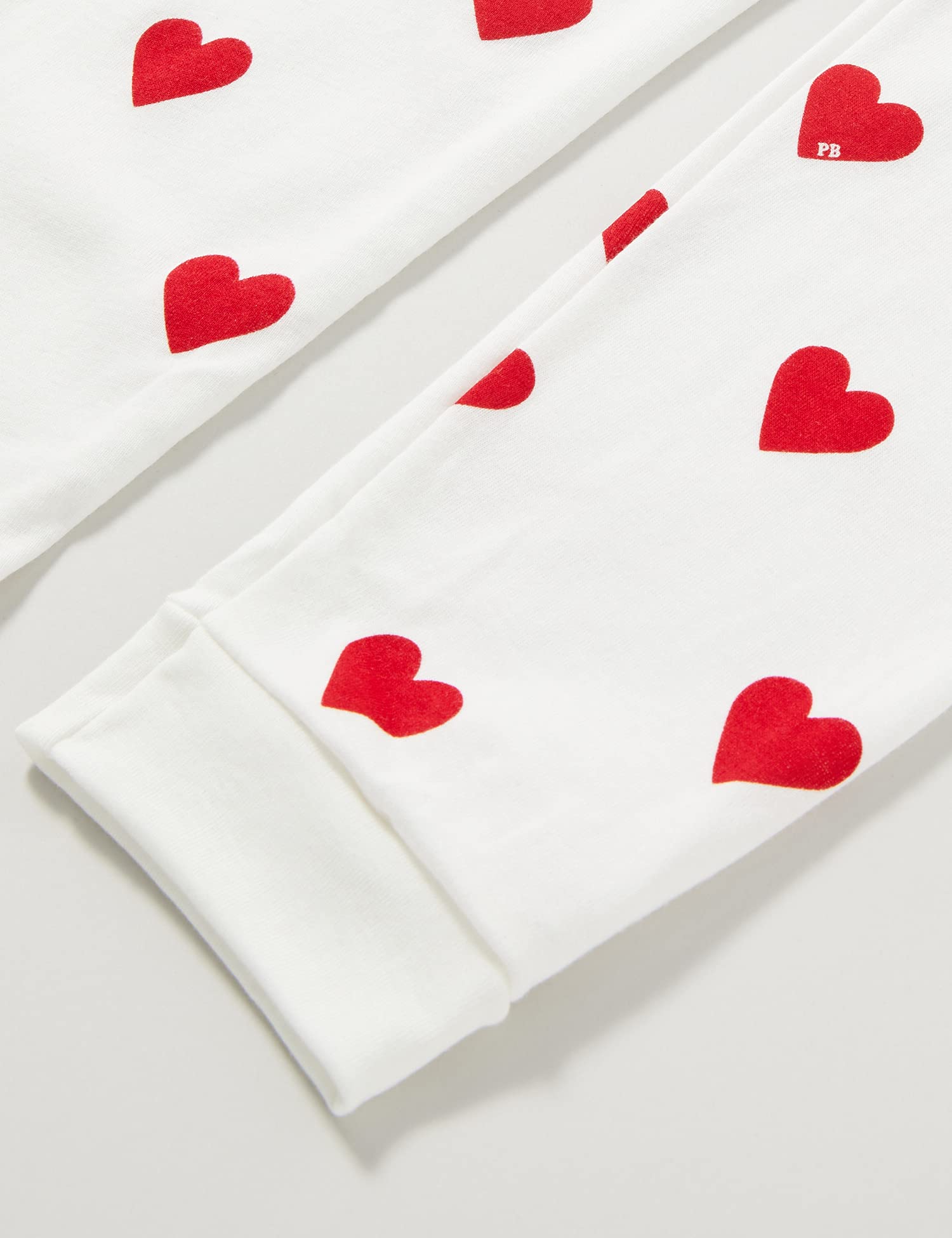 Petit Bateau Bawełniana piżama w kształcie serca dla dziewczynki, Biały Marshmallow/Czerwony Terkuit, 16 lat