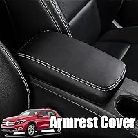 Vista 99 de Funda de cuero para consola central, funda protectora para reposabrazos, accesorios (negro con costuras blancas) para Mazda CX-5/CX5 2017 2018 2019