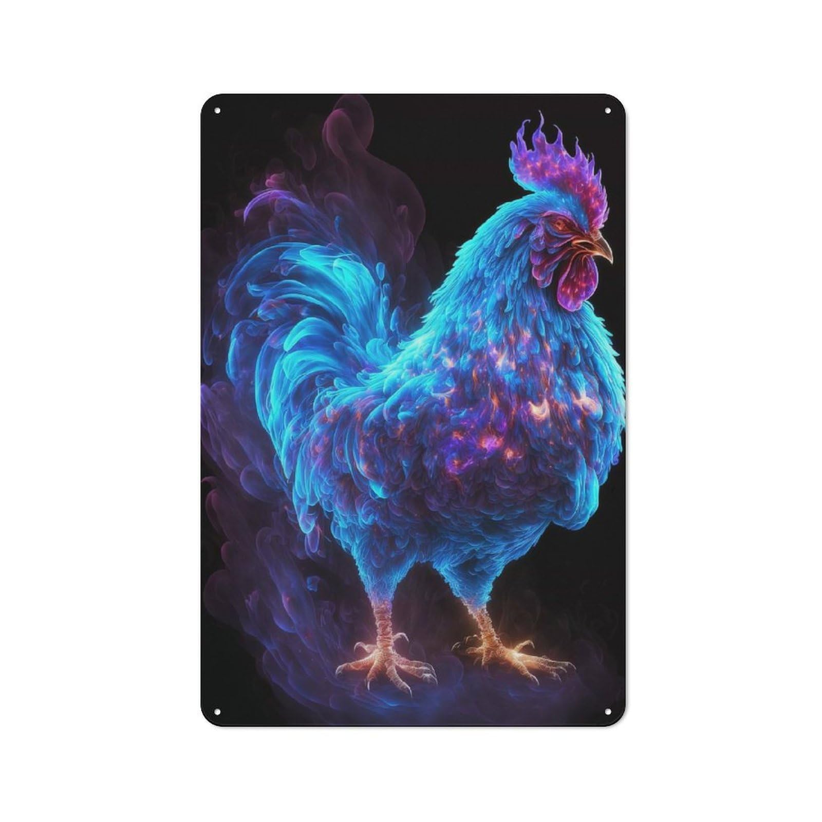 Junmoney Chicken Colorful Retro Metal Plaque 30X20cm For Guest Room Or Hallway, Housewarming Present For People Styling Guest Room And Hallway