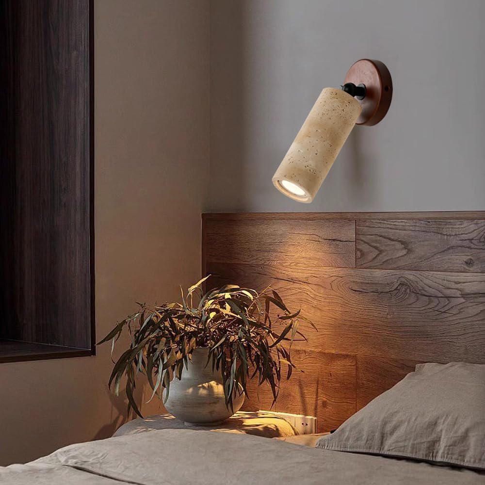 Nordic Industrial Style Yellow Travertine Wall Light, E26 Source Flush Mount Lamp, Single Head Minimalist Sconce, Living Room Corridor Bedside Mounted Fixtures