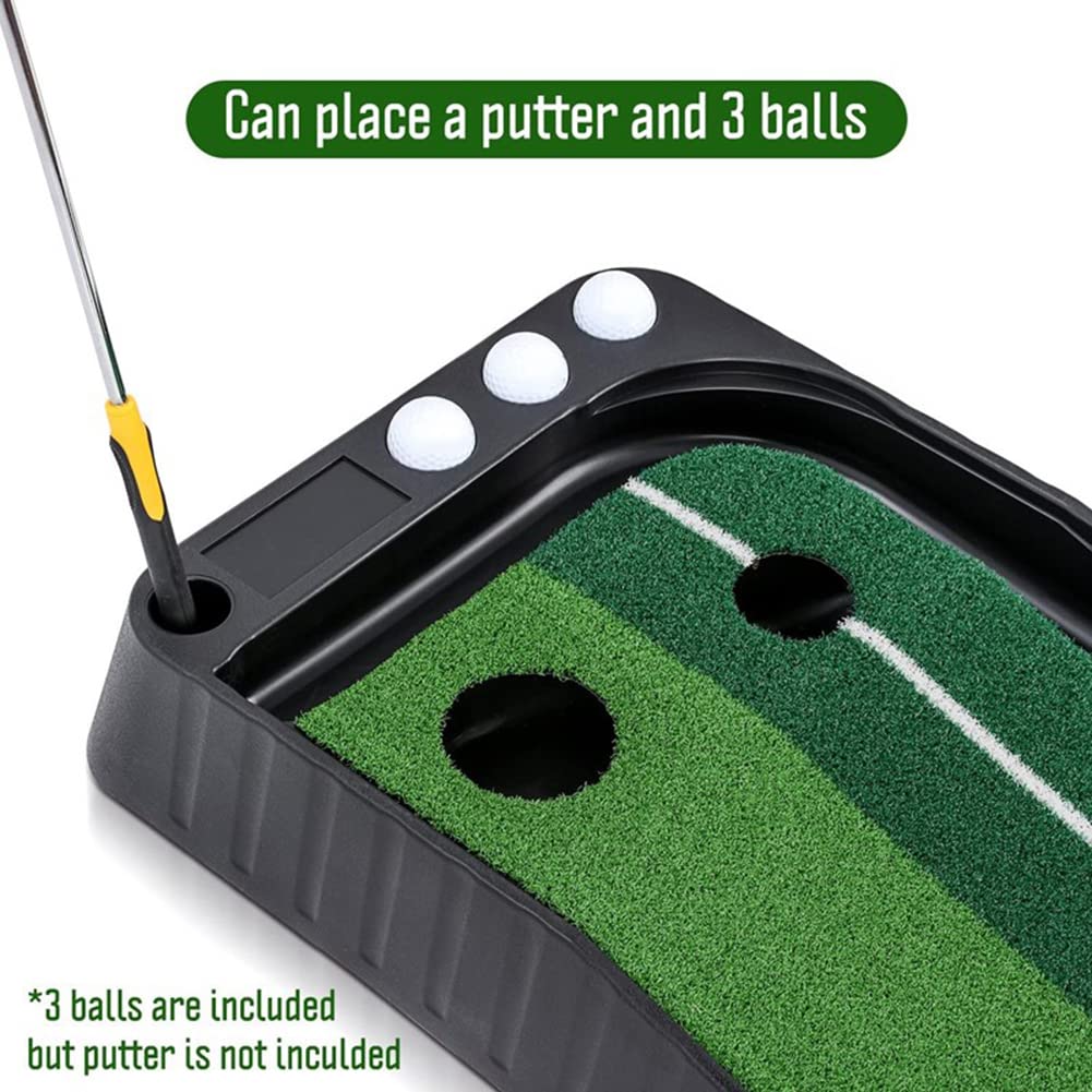 Putting Green - Alfombrilla de golf portátil con retorno automático de bolas, para interiores y exteriores, con 6 bolas adicionales, perfecta para práctica en casa y oficina