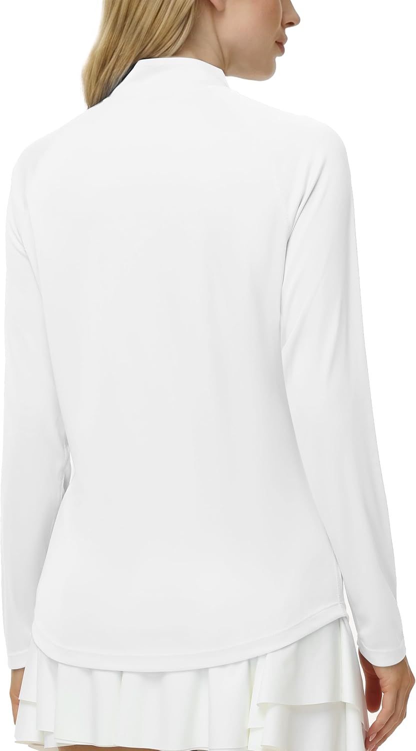 Roadbox Women's UPF 50+ 1/4 Zip Pullover, Long Sleeve Sun Protection Rash Guard Shirts, Quick Dry Workout Hiking Golf Tops