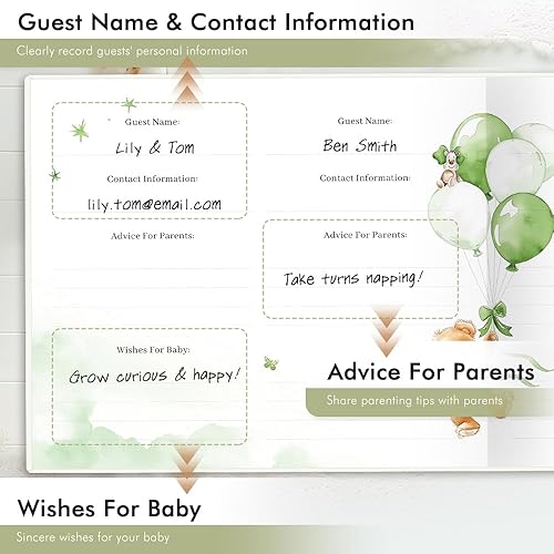 Miniatura 5 de molekaus Libro de invitados para baby shower para niños y niñas libro de invitados para baby shower, libro de recuerdos de memoria neutra de género