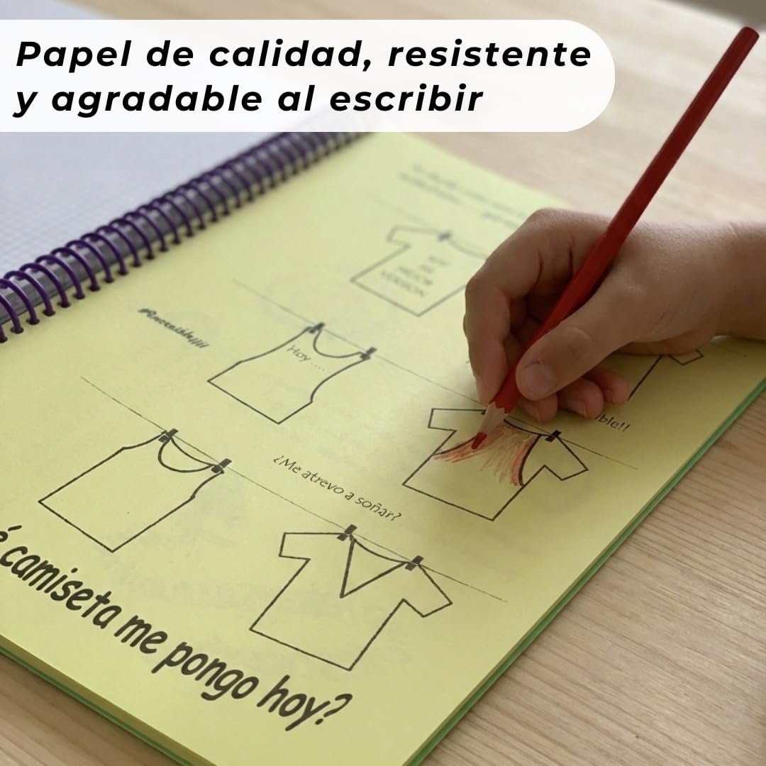 Optimer System - Pack de 5 Libretas A4 de Tapa Rígida – Cuaderno de Cuadrícula 90g con Espiral de Color – Bloc de Notas Profesional para Oficina y Estudios – Notebook Resistente y Elegante (5)