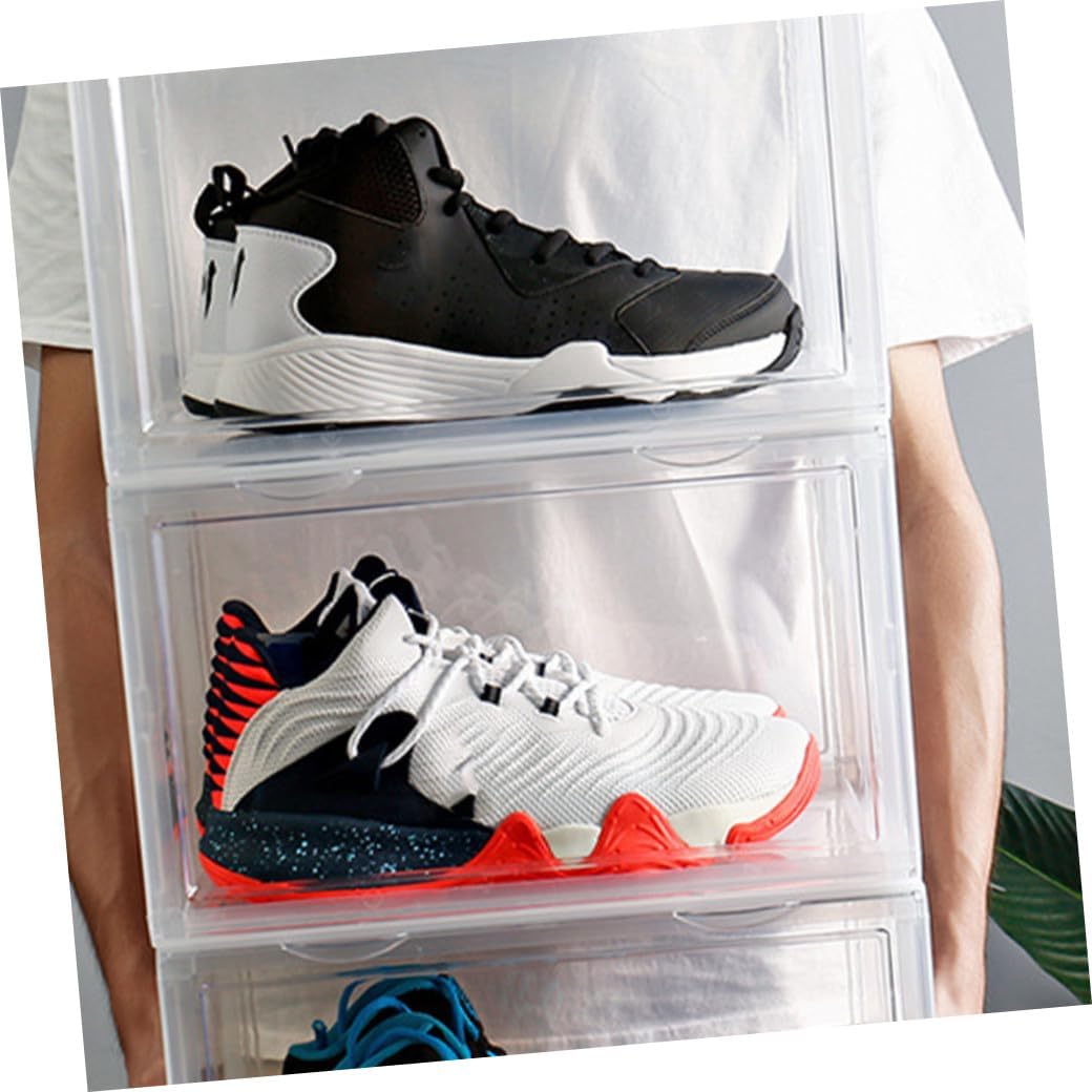 Shoe Storage Box with Magnetic Door Dustproof Stackable Shoe Organizer Container for Home Closet for Sneaker and Boot Storage