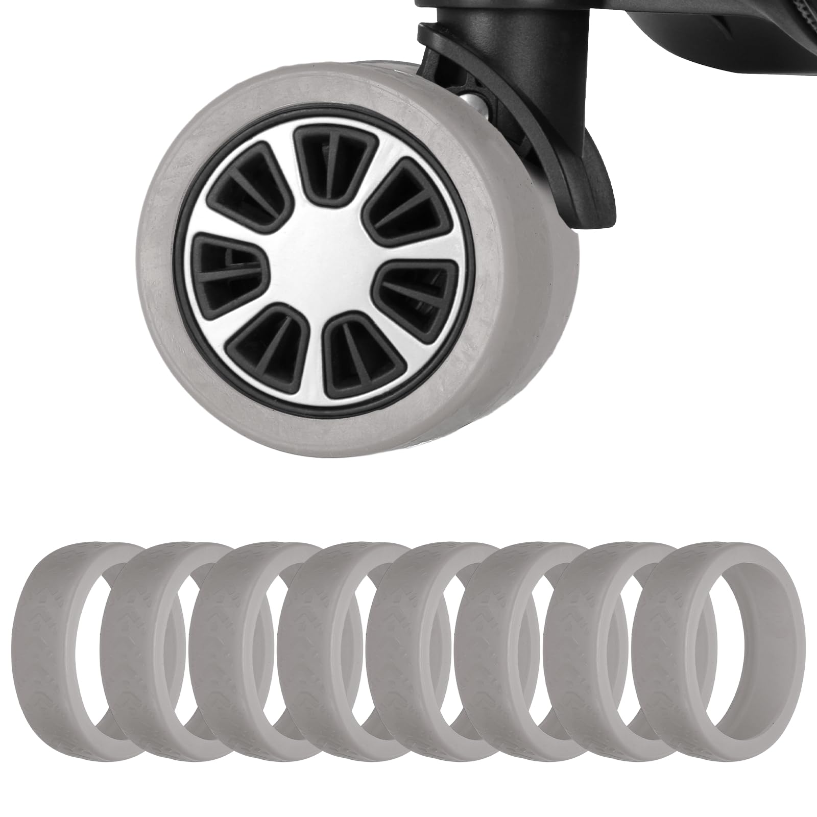 8 Packs Luggage Wheel Protection Cover for 1.96-2.95" Wheel,Gray