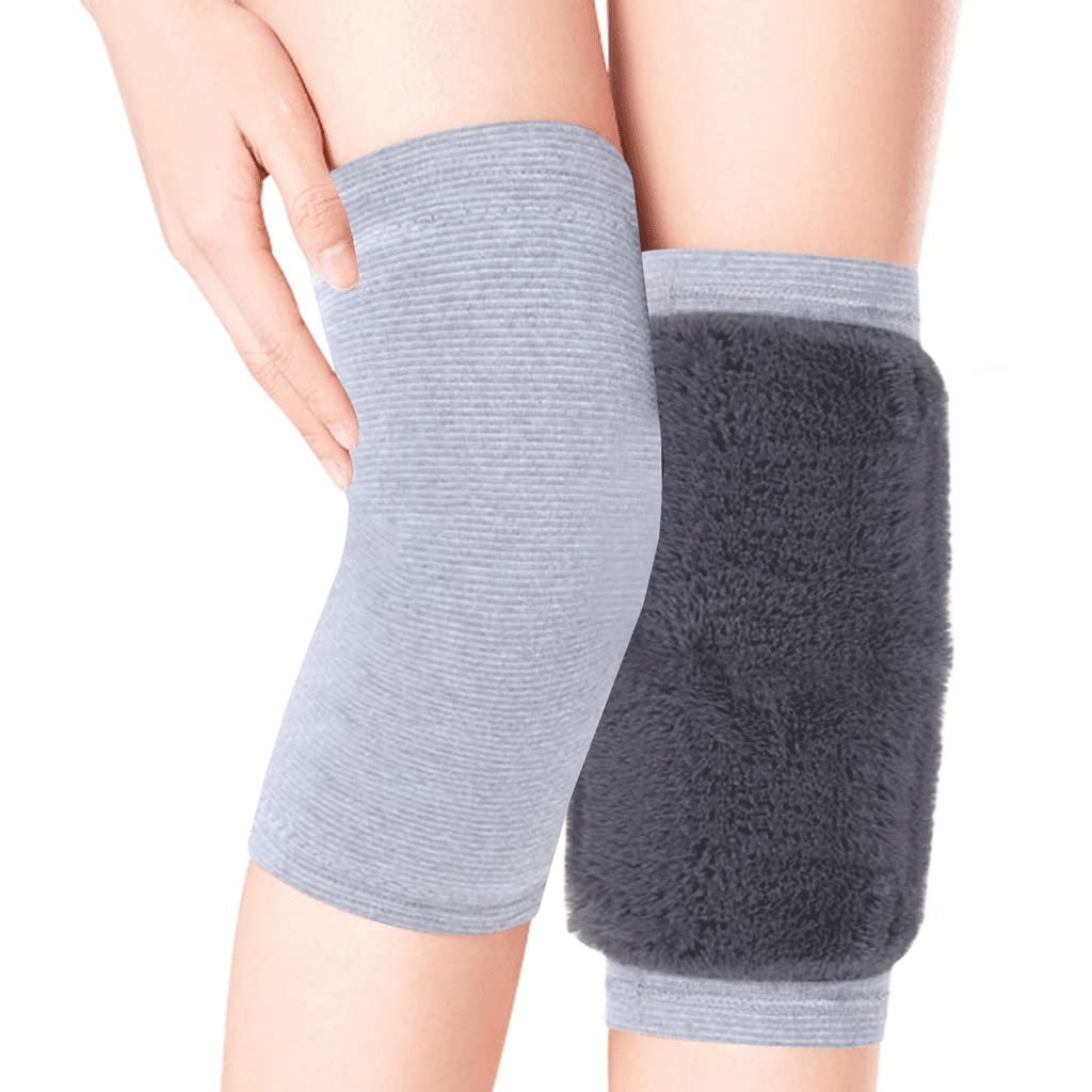 Genouillères for Fluffy Thermique Bretelles Jambières Hiver Peluche Pads Warmer Ski Cyclisme Course à Pied(S)