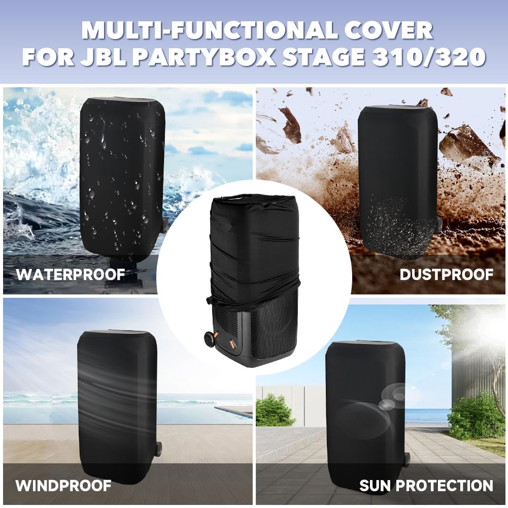 Housse de Protection pour JBL PartyBox 310/PartyBox Stage 320 Haut-Parleur Portable – Étui Souple Extensible Anti-Poussière et Anti-Rayures