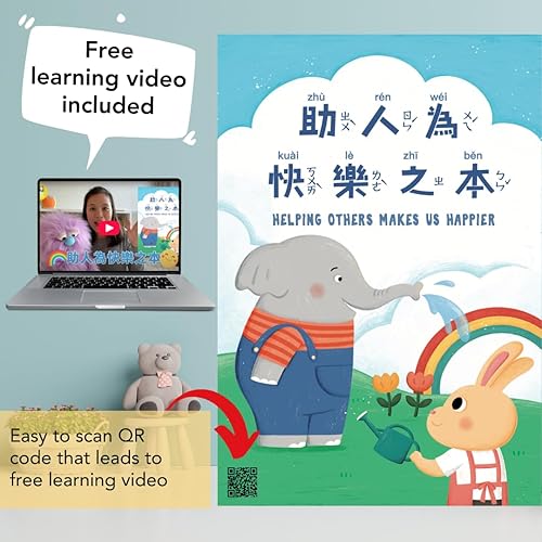 Miniatura 4 de Frases motivacionales e inspiradoras en chino tradicional para niños. Juego de 6 pósteres. Chino tradicional, inglés y zhuyin. para niños, niños