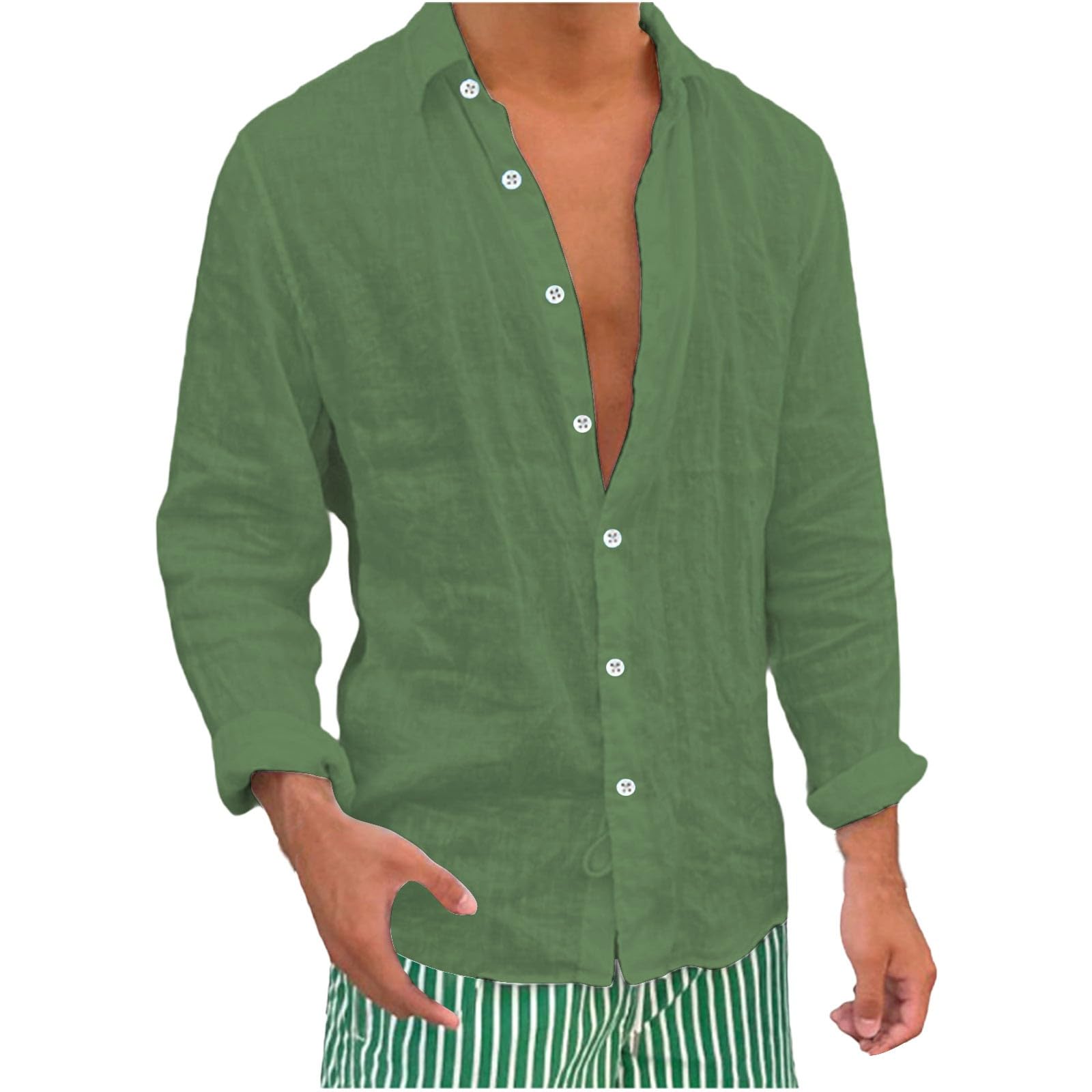Chemise en lin homme fluide coupe ample pour éviter la chaleur en vacances d'été - 8