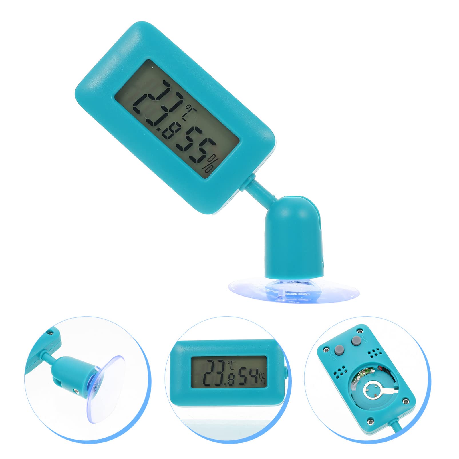 FRCOLOR 4piezas Digital De Reptiles Succión Higrómetro Rotativo Para Terrarios y Acuarios Medidor De Temperatura y Humedad Para Caja De Reptiles Fácil Instalación