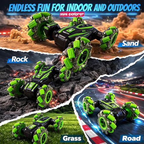 Image of MiniExplorer 2.4GHz 4x4 Gesture Sensor RC Smoke Stunt Car | Hand Gesture Control Double Sided 360 Spinning Drift Car with Spray Mist, Lights & Music | High Speed Off Road Remote Control Toy for Boys