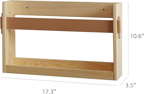 Miniatura 5 de FIRADE - Revistero montado en la pared con correa de piel sintética, revistero de madera, organizador de archivos para entrada, oficina, sala de