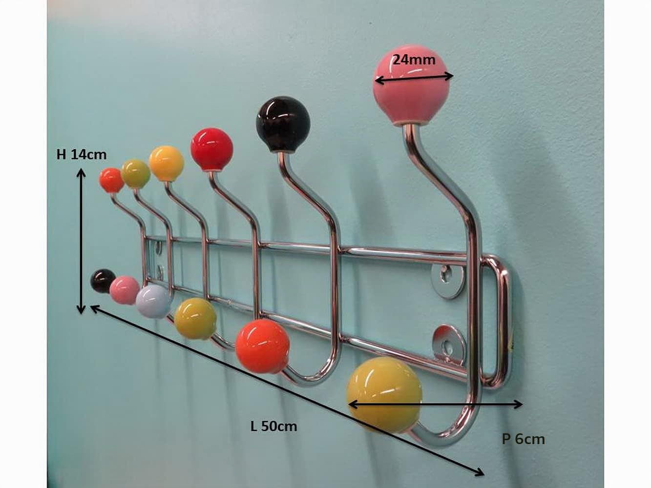 Home Solutions Delux - Perchero de Pared (12 Ganchos, Metal y cerámica), Multicolor