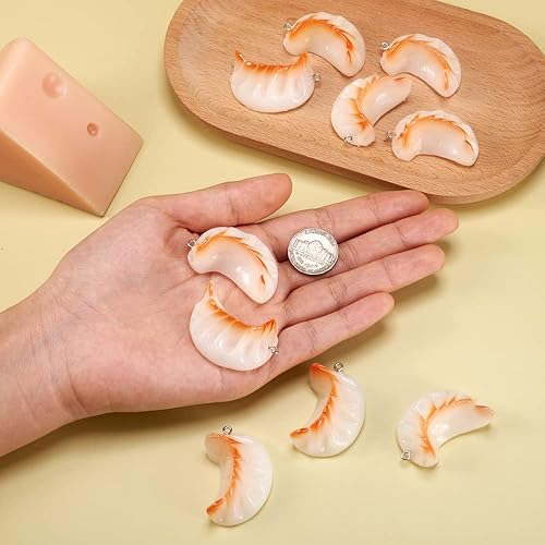 Miniatura 5 de 10 dijes colgantes de resina naranja lindos pequeños corales de imitación de alimentos, cuentas espaciadoras sueltas con lazo platino de 24 a 0.984