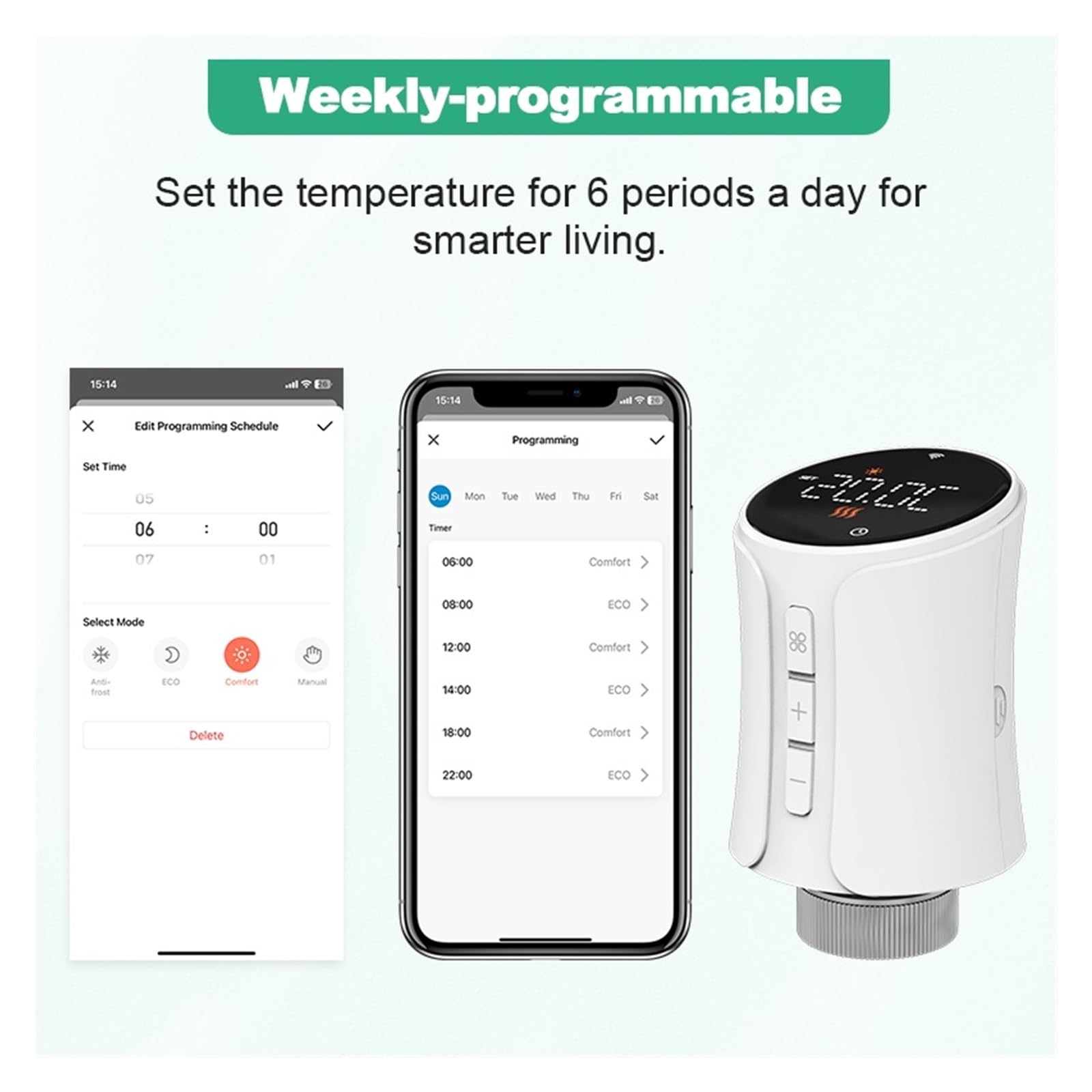 Actuador De Cabezal Válvula Termostática TRV WiFi Controlador Temperatura For Radiador GeolocalizacióN(TRV706Z 2PCS)