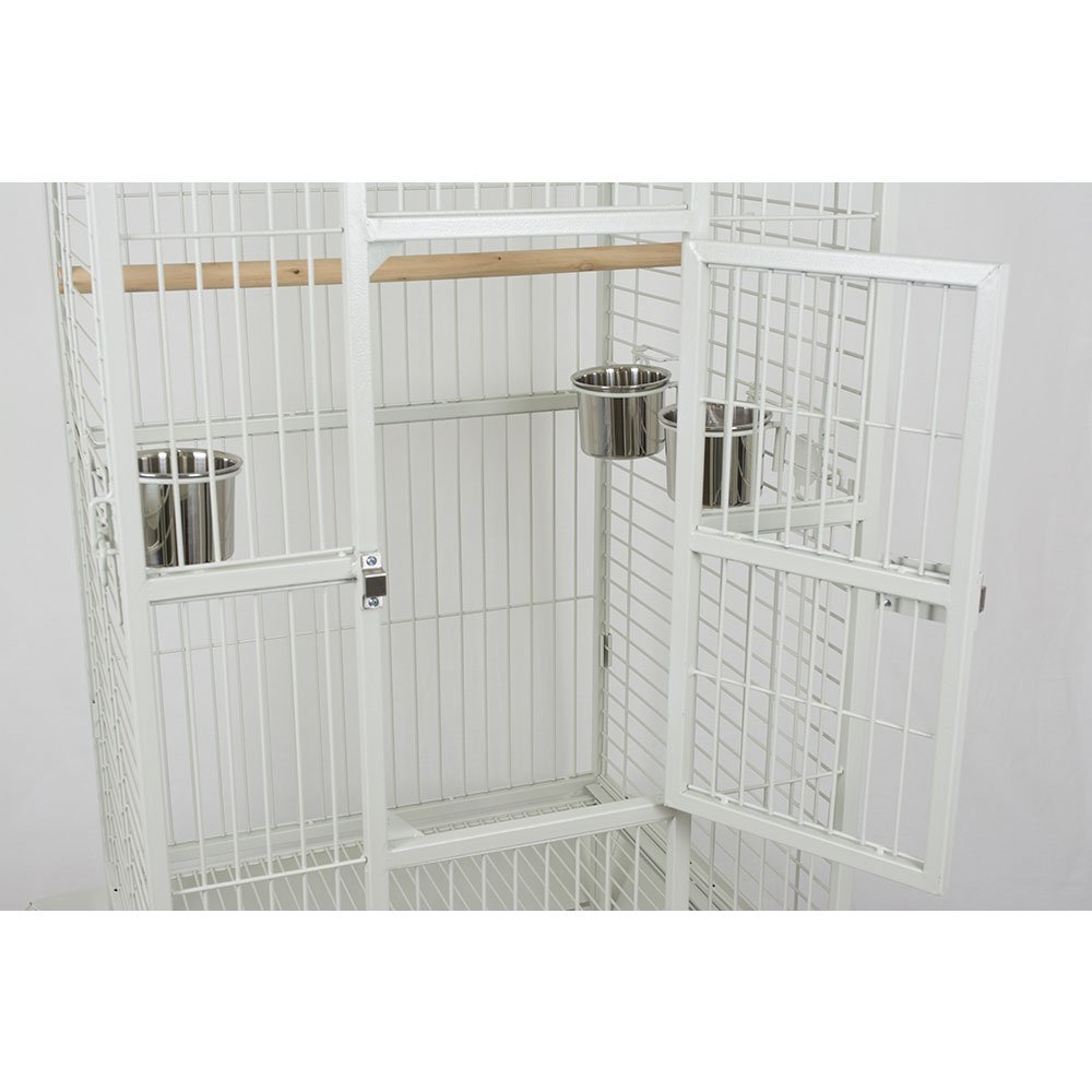 Voliera gabbia per pappagalli. Cenerino, amazone, cacatua Bianca martellata. dim. est. 80 x 76 x 175cm