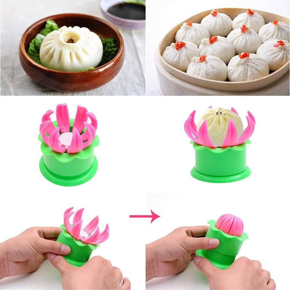 Perfect Pricee Plastic Momos Dumpling Maker Dough Press Mould Shapes (Pink and Green) 2